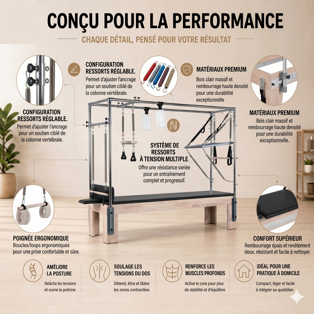 Pilates Reformer Cadillac | Table Trapèze Polyvalente